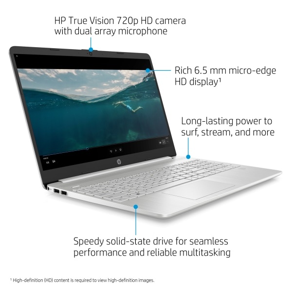 slide 3 of 10, HP 15-Dy2027Od Laptop, 15.6" Screen, Intel Core I7, 8Gb Memory, 256Gb Solid State Drive, Windows 10, 2Q3J2Ua#Aba, 1 ct