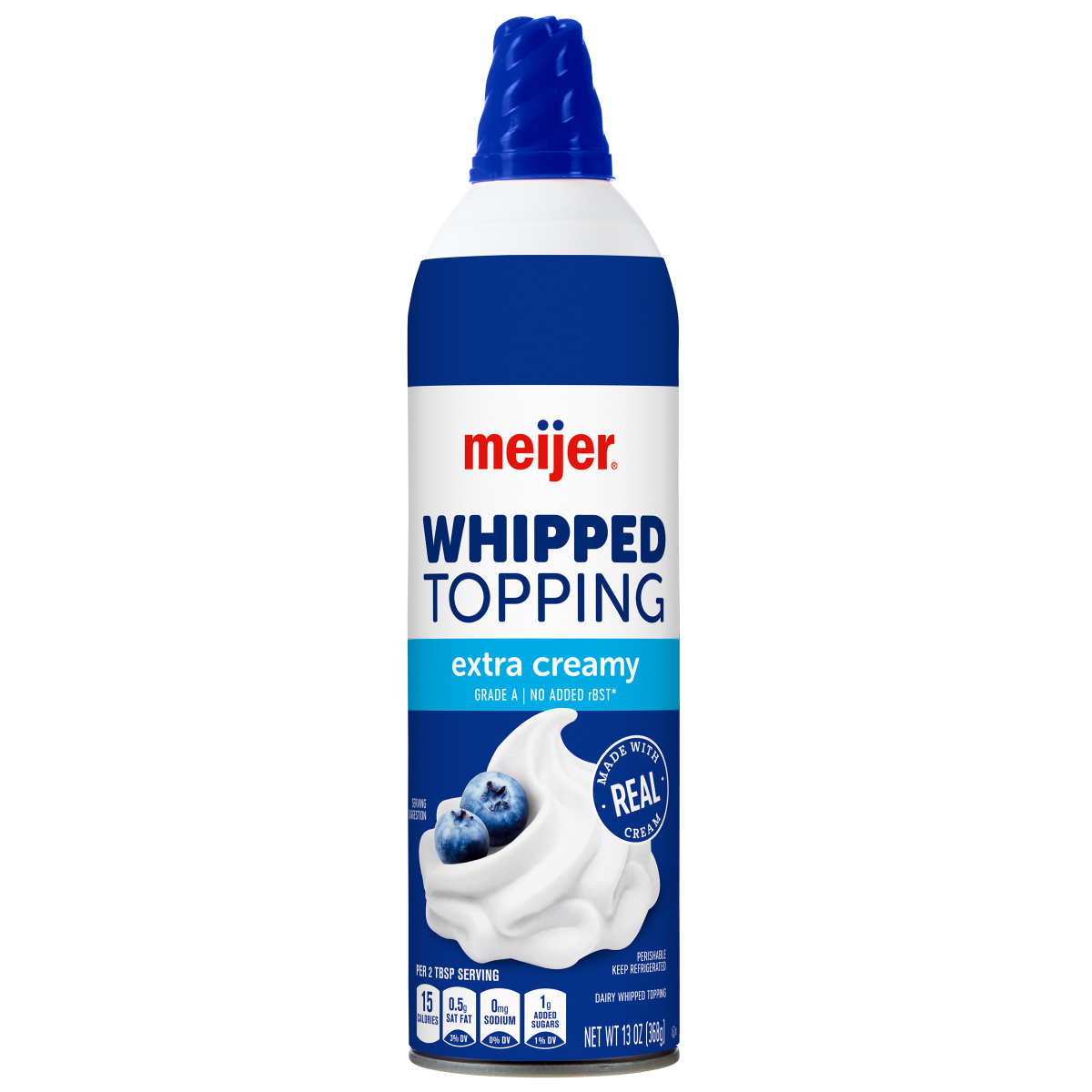 slide 1 of 9, MEIJER WHIPPED TOPPING EXTRA CREAMY AEROSOL CAN 13 OZ, 13 oz