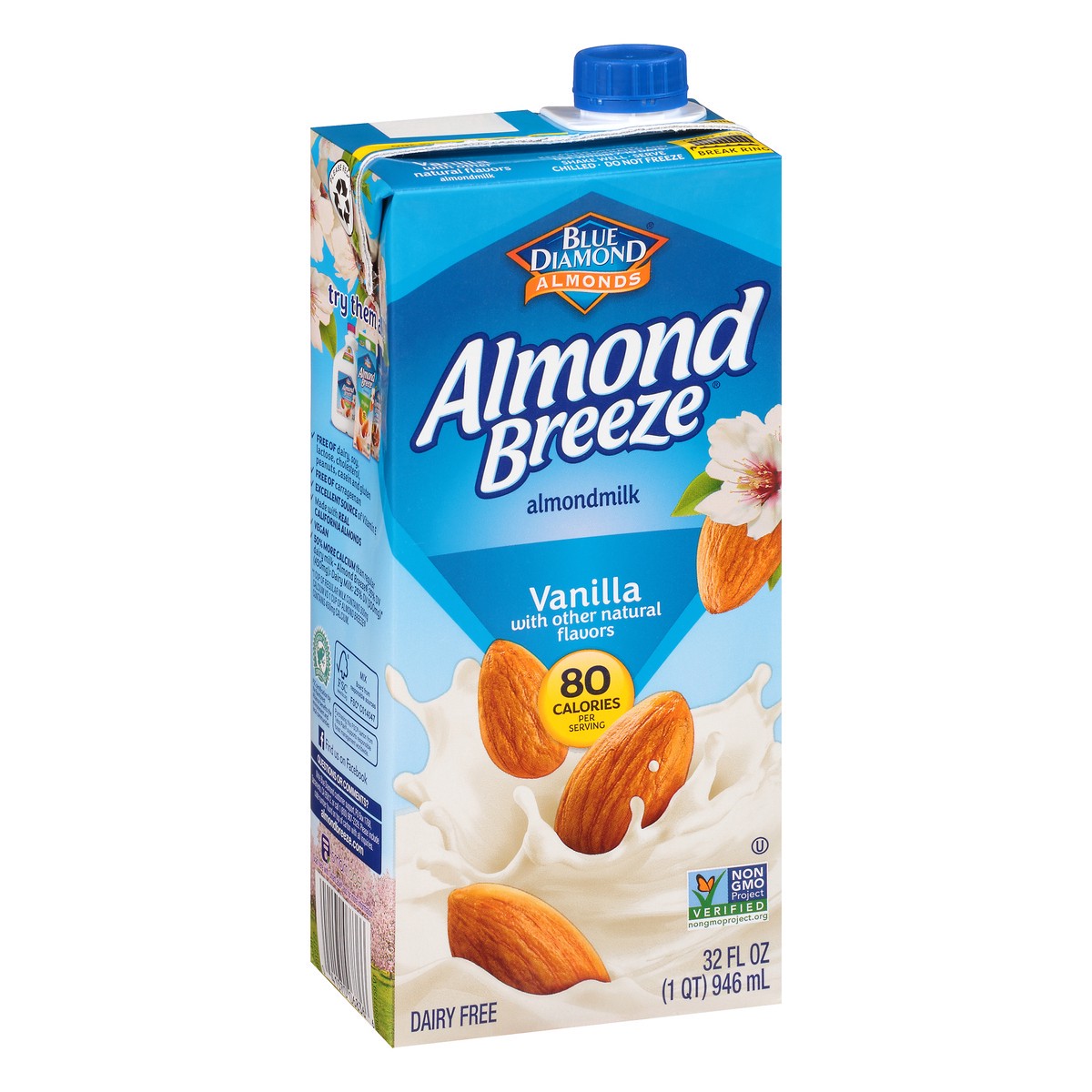 slide 9 of 9, Blue Diamond Almond Breeze Vanilla Shelf-Stable Almondmilk, 32 oz, 1 qt