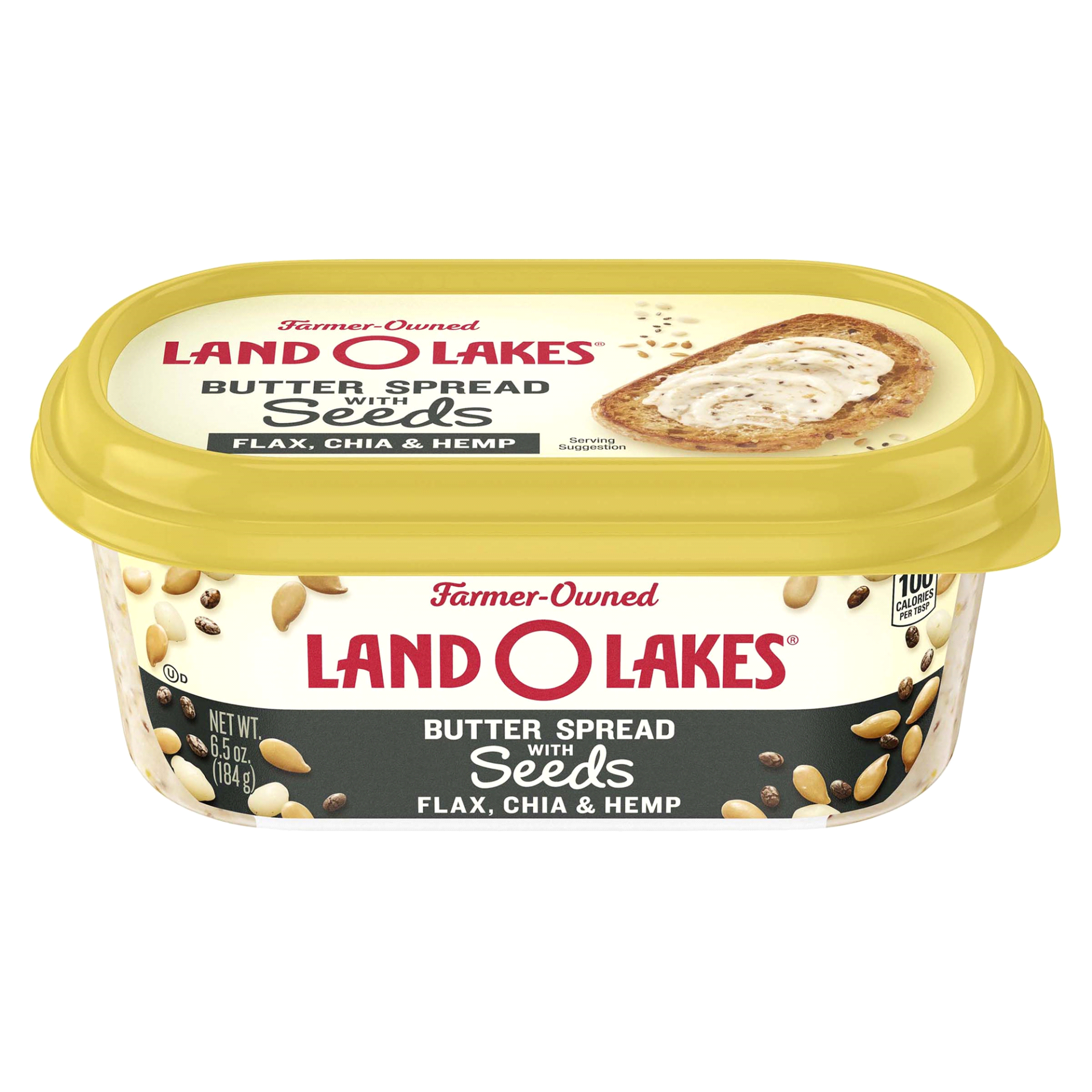 slide 1 of 1, Land O'Lakes Butter Spread with Seeds - Flax, Chia & Hemp, 6.5 oz Tub, 6.5 oz