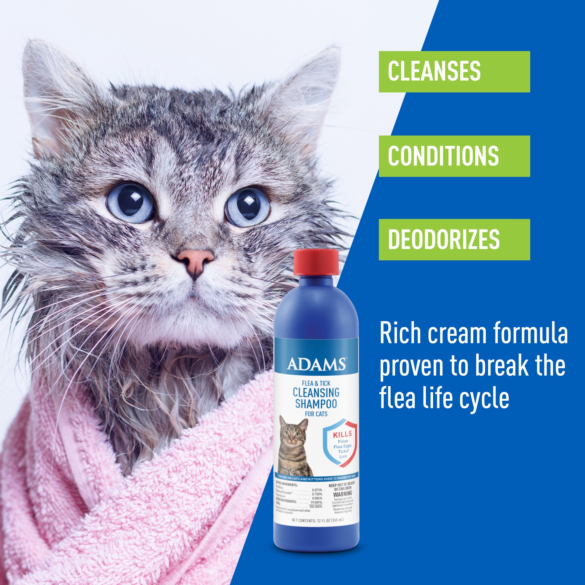slide 7 of 9, Adams Flea & Tick Cleansing Shampoo 12 oz, 12 oz