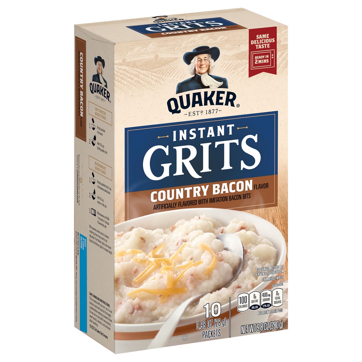 slide 6 of 6, Quaker Instant Grits Country Bacon 0.98 Oz 10 Count, 10 ct