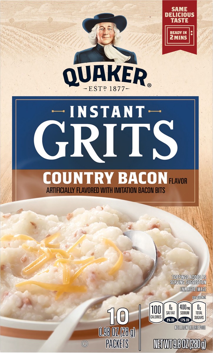 slide 3 of 6, Quaker Instant Grits Country Bacon 0.98 Oz 10 Count, 10 ct