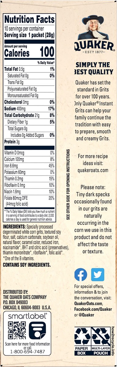 slide 5 of 6, Quaker Instant Grits Country Bacon 0.98 Oz 10 Count, 10 ct