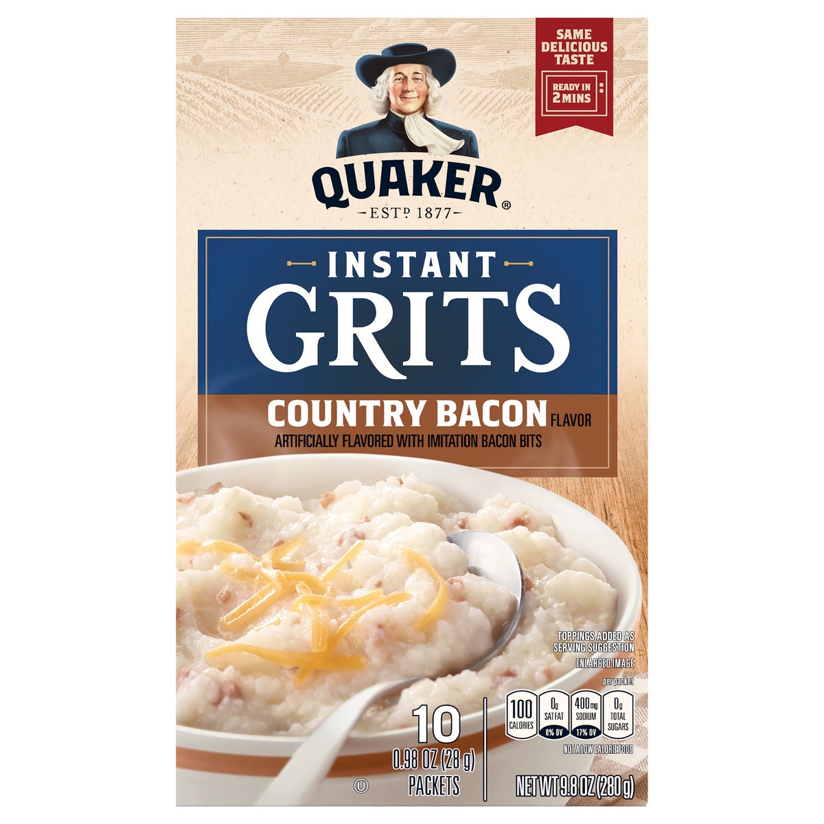 slide 1 of 6, Quaker Instant Grits Country Bacon 0.98 Oz 10 Count, 10 ct