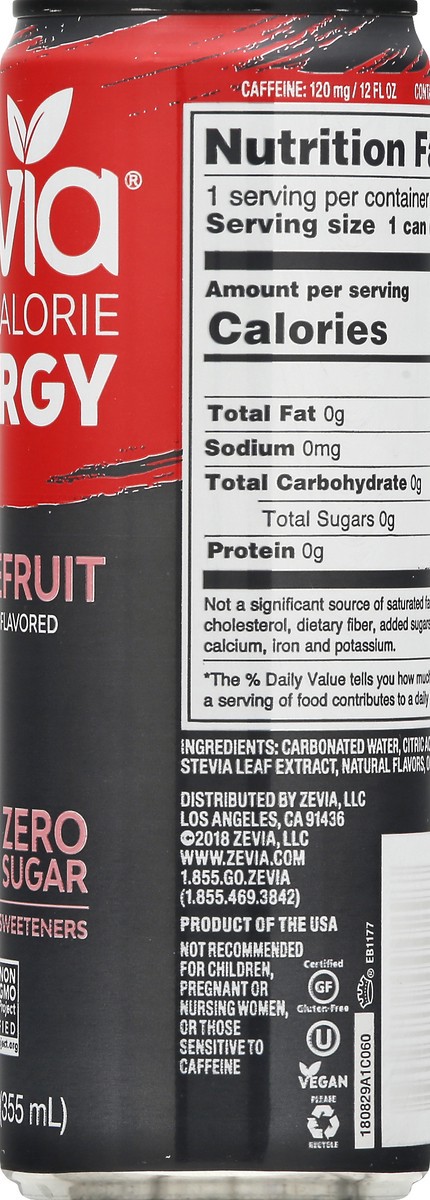slide 8 of 9, Zevia Zero Calorie Grapefruit Energy Drink 12 oz, 12 oz