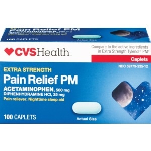 slide 1 of 1, CVS Health Extra Strength Pain Relief Pm Caplets, 100 ct