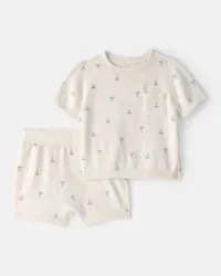 Carters Baby 2-Piece Sailboat Sweater Top & Short Set - Ivory Ivory 3M