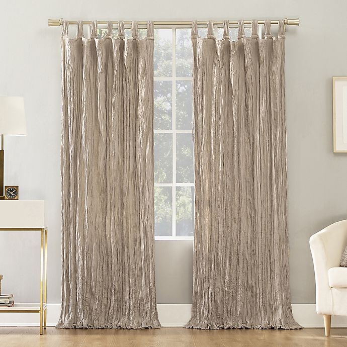 slide 1 of 5, No. 918 No.918 Odelia Distressed Velvet Semi-Sheer Tab Top Window Curtain Panel - Stone, 95 in