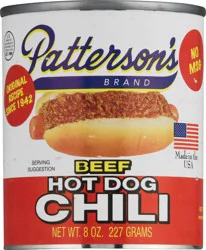 Patterson's Beef Hot Dog Chili 8 oz