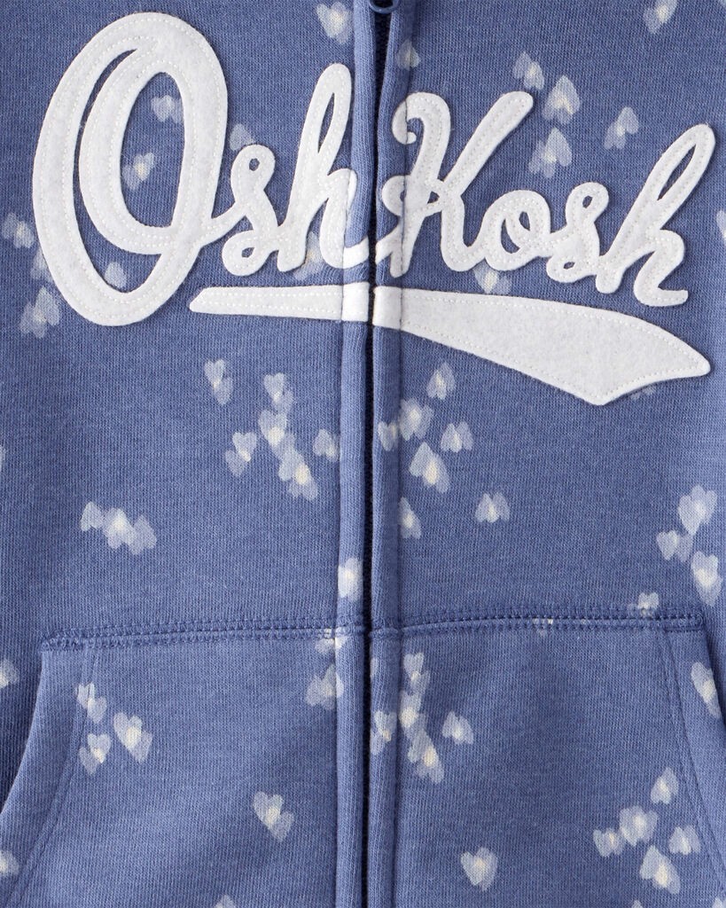 slide 2 of 2, Oshkosh Kid Heart Print OshKosh Fleece Logo Zip Jacket - Navy Navy 12, 1 ct