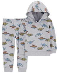 Carter's Baby 2-Piece Dino Hooded Pullover & Pants Set Grey 12M