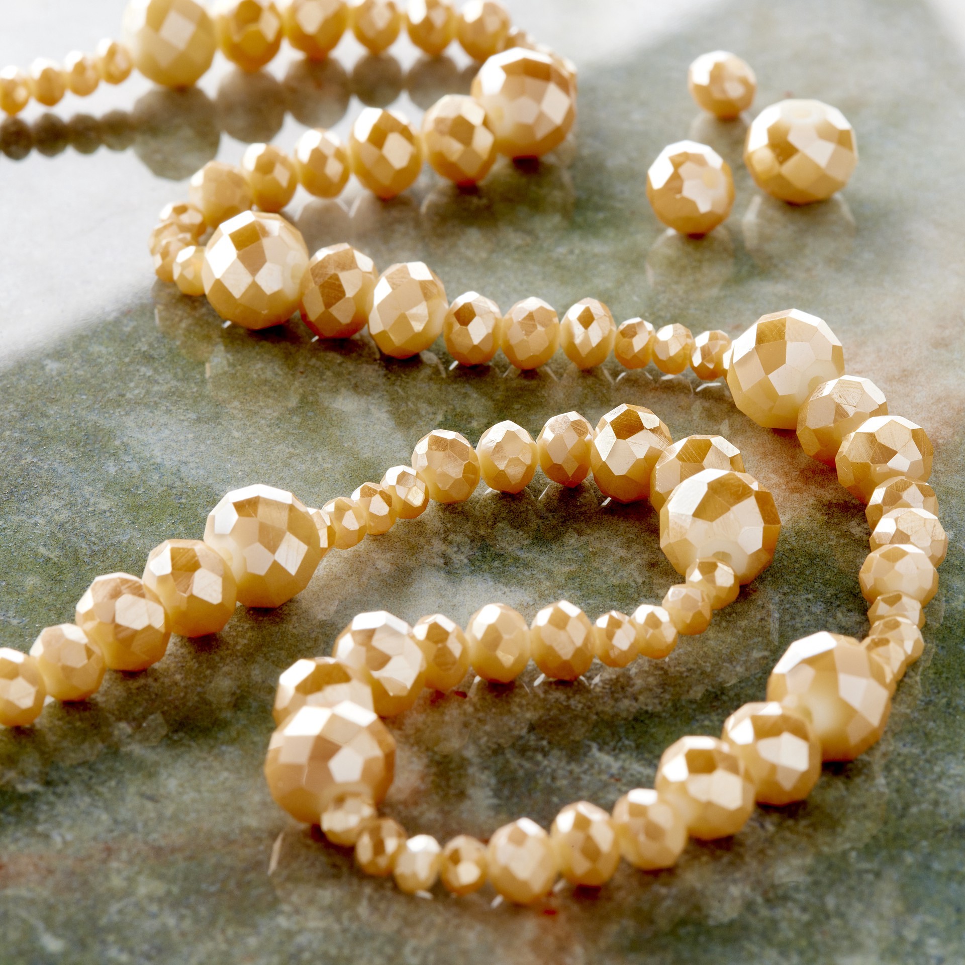 slide 3 of 3, Champagne Faceted Glass Round Beads By Bead Landing, 3mm-8mm