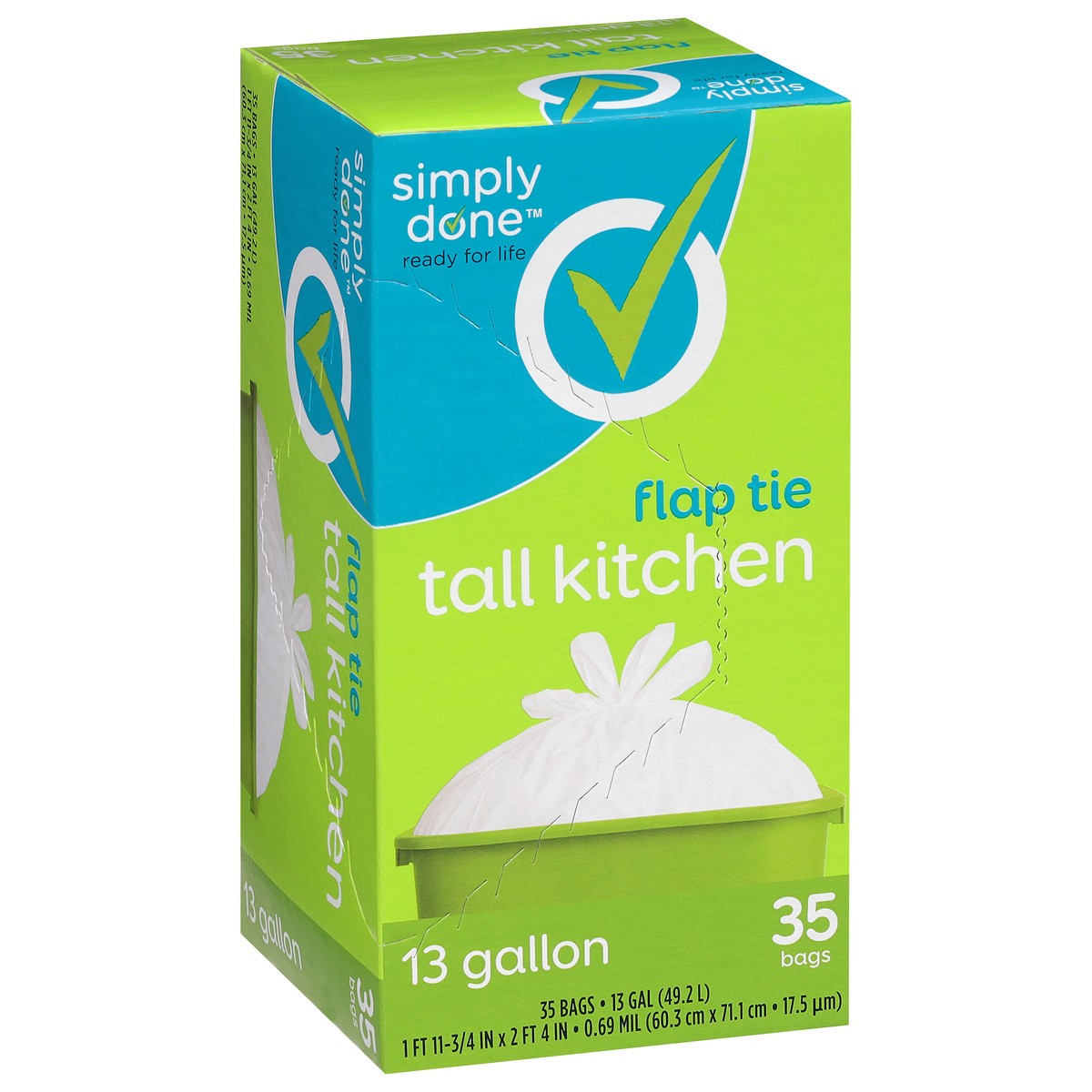 slide 2 of 9, Simply Done Flap Tie Tall Kitchen Bags - 35 Count 13 Gallon Bags, 35 ct