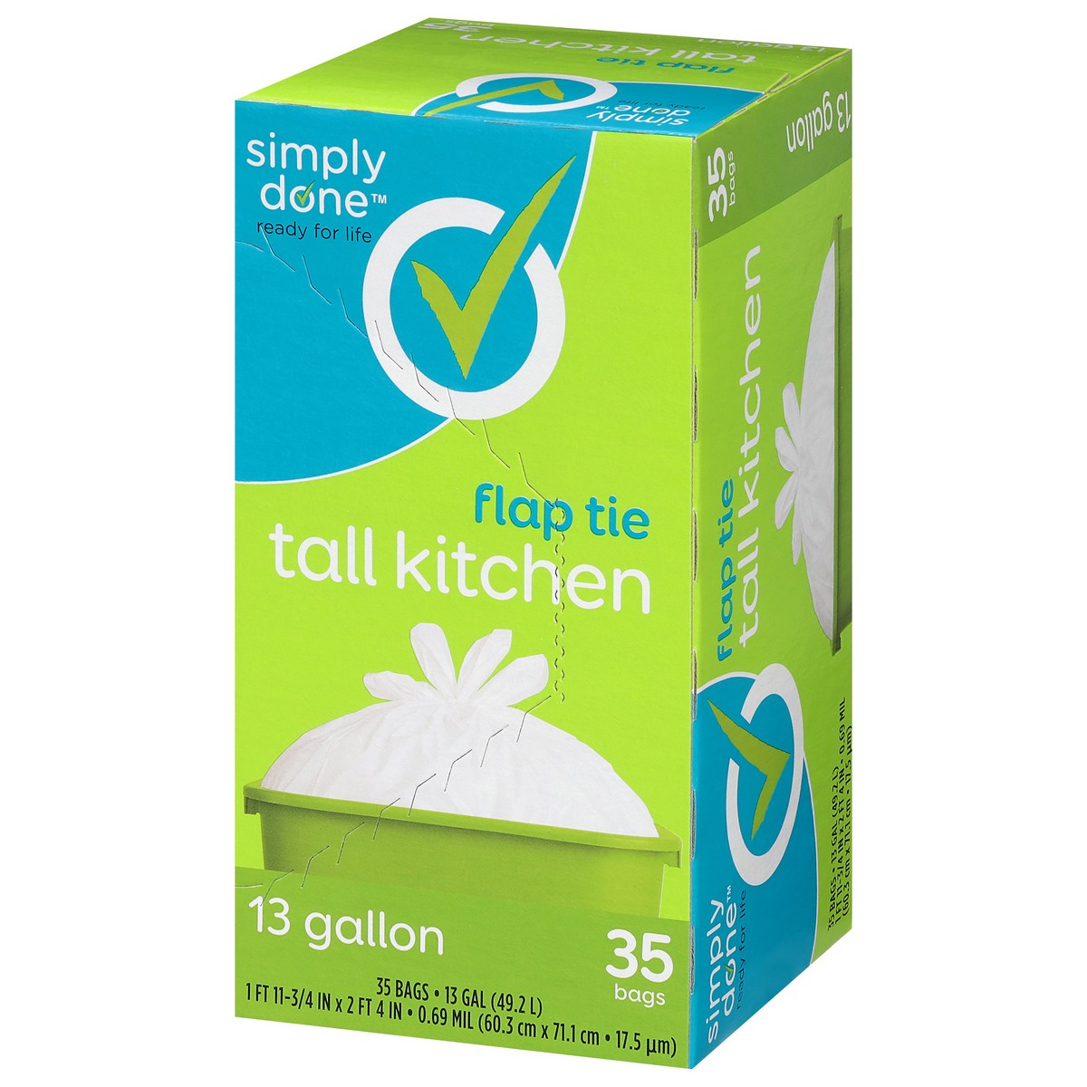 slide 3 of 9, Simply Done Flap Tie Tall Kitchen Bags - 35 Count 13 Gallon Bags, 35 ct