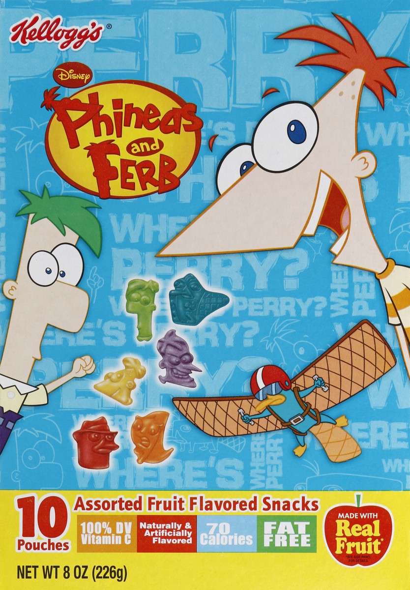 slide 1 of 6, Phinea And Ferb Fruit Flavored Snacks 10 ea, 10 ct