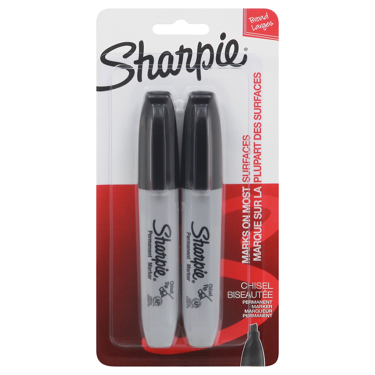 slide 1 of 1, Sharpie Broad Chisel Tip Permanent Marker Black, 2 ct