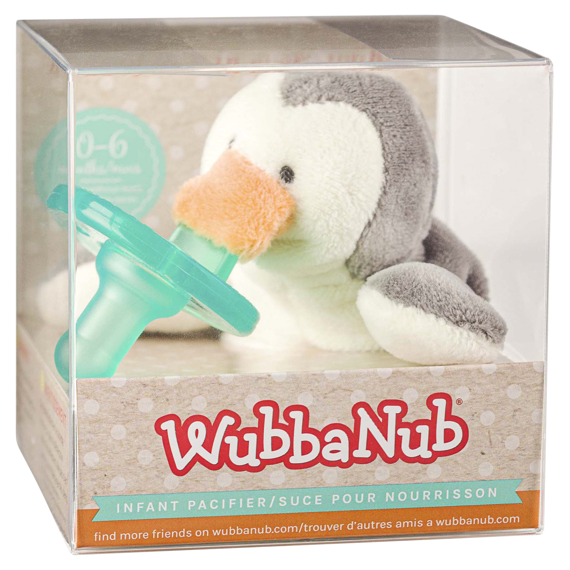 slide 1 of 1, WubbaNub Grey Penguin Infant Pacifier, 1 ct