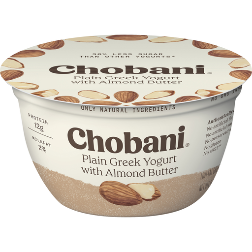 slide 1 of 8, Chobani Greek Yogurt With Almond Butter, 5.3 oz