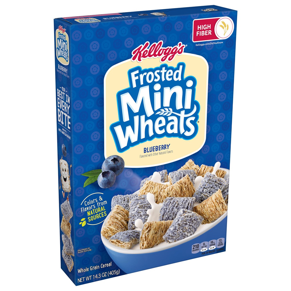 slide 2 of 8, Frosted Mini-Wheats Kellogg's Frosted Mini Wheats Cold Breakfast Cereal, Blueberry, 14.3 oz, 14.3 oz