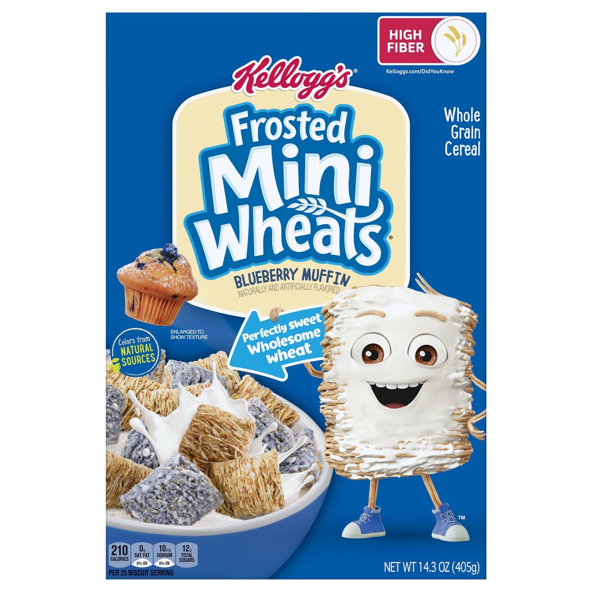 slide 1 of 8, Frosted Mini-Wheats Kellogg's Frosted Mini Wheats Cold Breakfast Cereal Blueberry, 14.3 oz, 14.3 oz