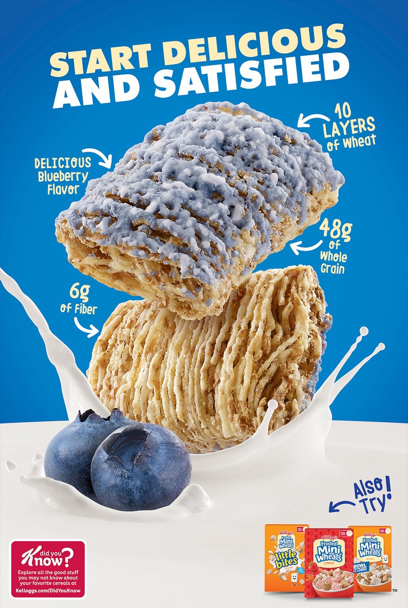 slide 3 of 8, Frosted Mini-Wheats Kellogg's Frosted Mini Wheats Cold Breakfast Cereal, Blueberry, 14.3 oz, 14.3 oz