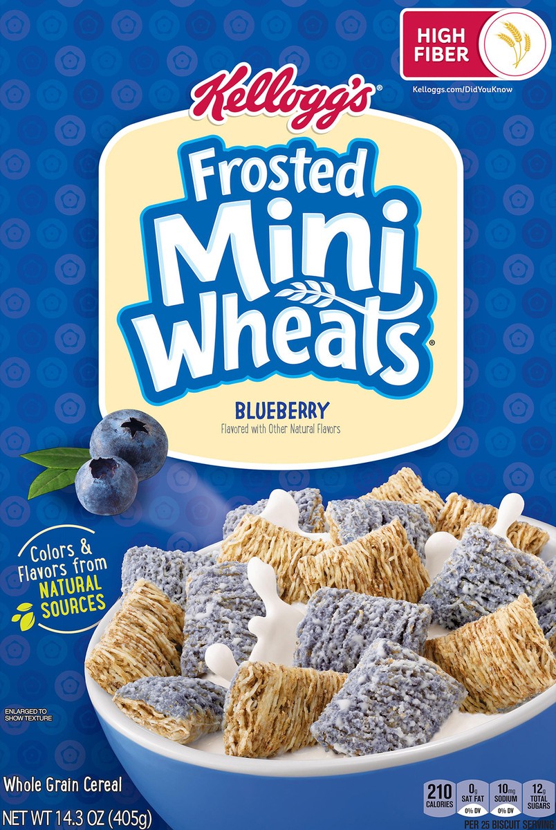 slide 8 of 8, Frosted Mini-Wheats Kellogg's Frosted Mini Wheats Cold Breakfast Cereal, Blueberry, 14.3 oz, 14.3 oz
