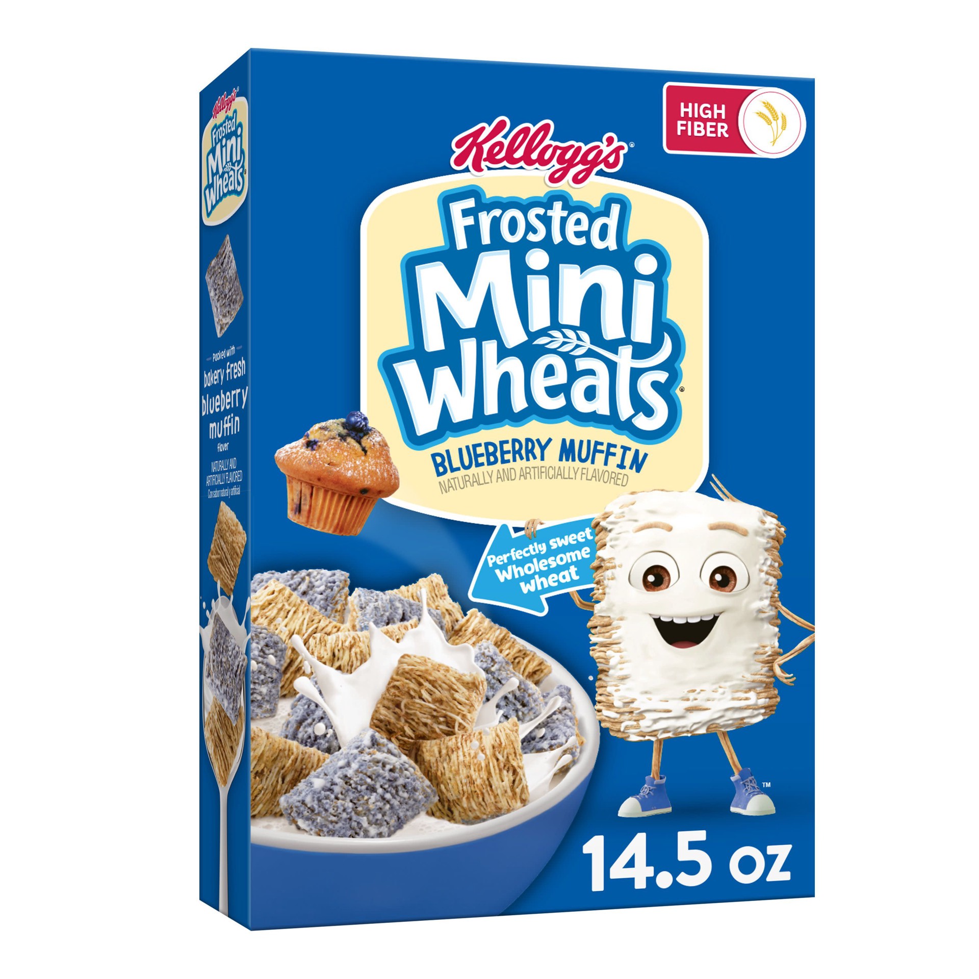 slide 1 of 8, Frosted Mini-Wheats Kellogg's Frosted Mini Wheats Cold Breakfast Cereal, Blueberry, 14.3 oz, 14.3 oz
