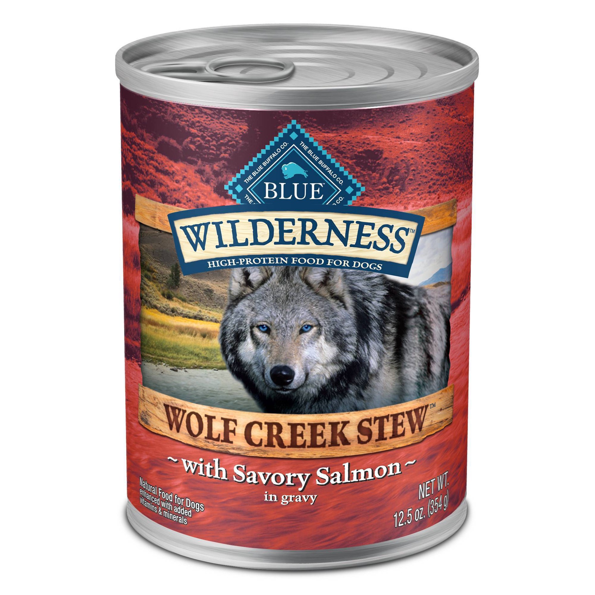 slide 1 of 4, Blue Wilderness Wolf Creek Stew With Salmon Wet Dog Food, 12.5 oz
