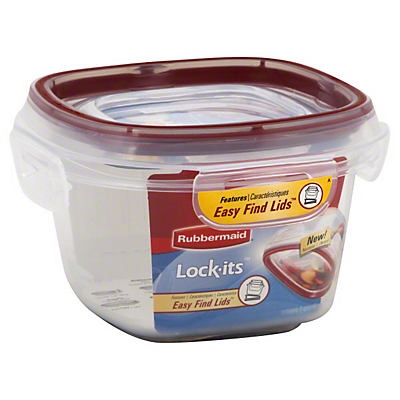 slide 1 of 1, Rubbermaid Lock Its Easy Find Lids Container & Lid Square 2 Cups, 2 cup