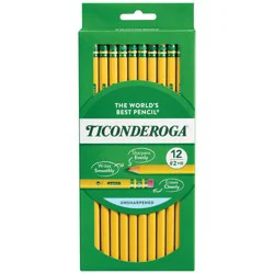 Ticonderoga Wood-Cased Pencils, #2 HB Soft, Yellow, 12 Count