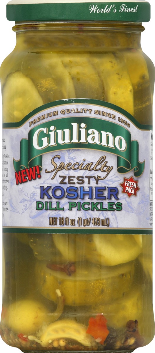 slide 2 of 2, Giuliano Zesty Kosher Dill Pickles, 16 oz