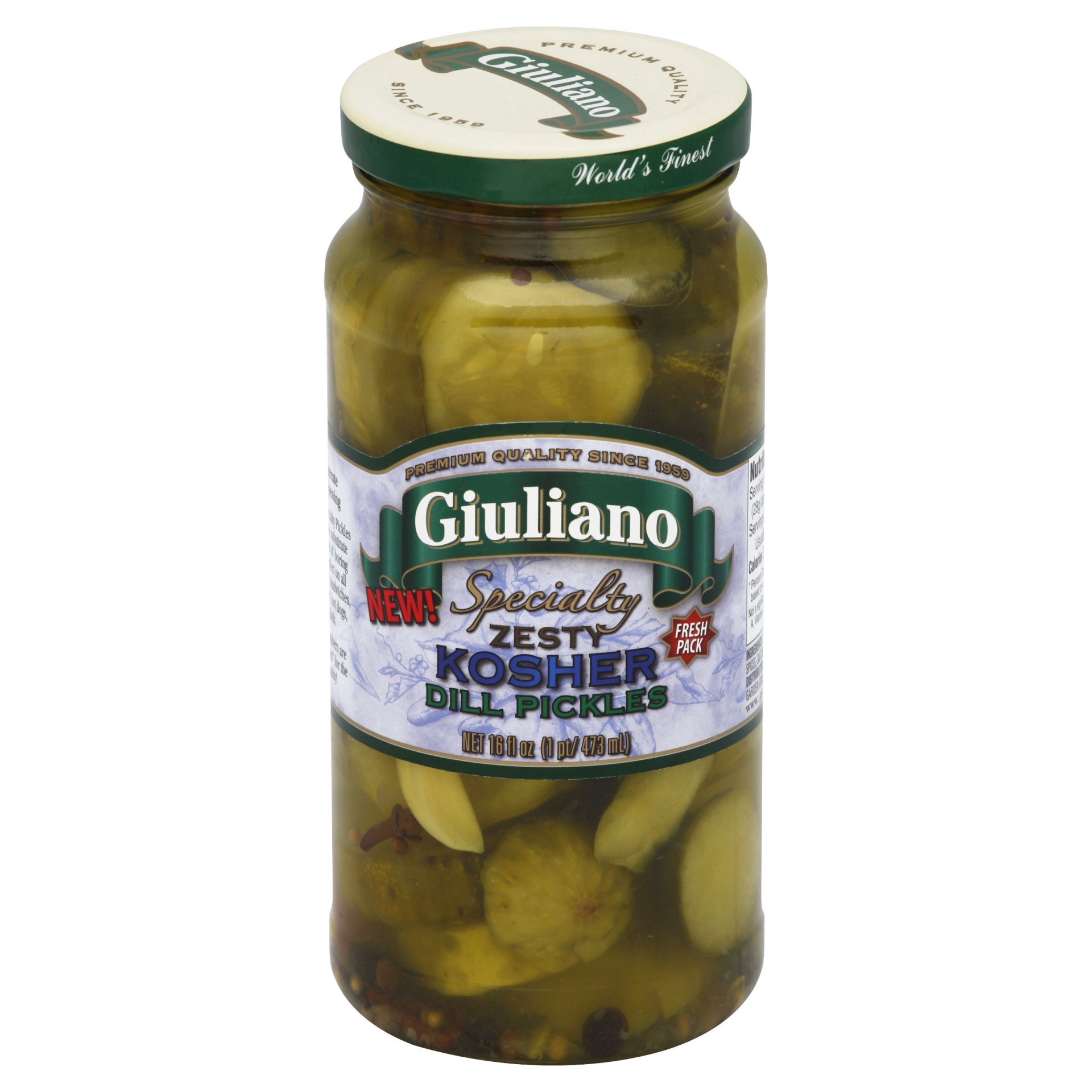 slide 1 of 2, Giuliano Zesty Kosher Dill Pickles, 16 oz