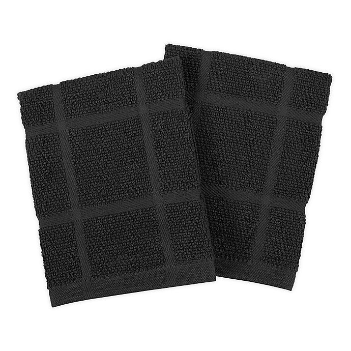 slide 1 of 4, KitchenSmart Colors Solid Dish Cloths - Black, 2 ct