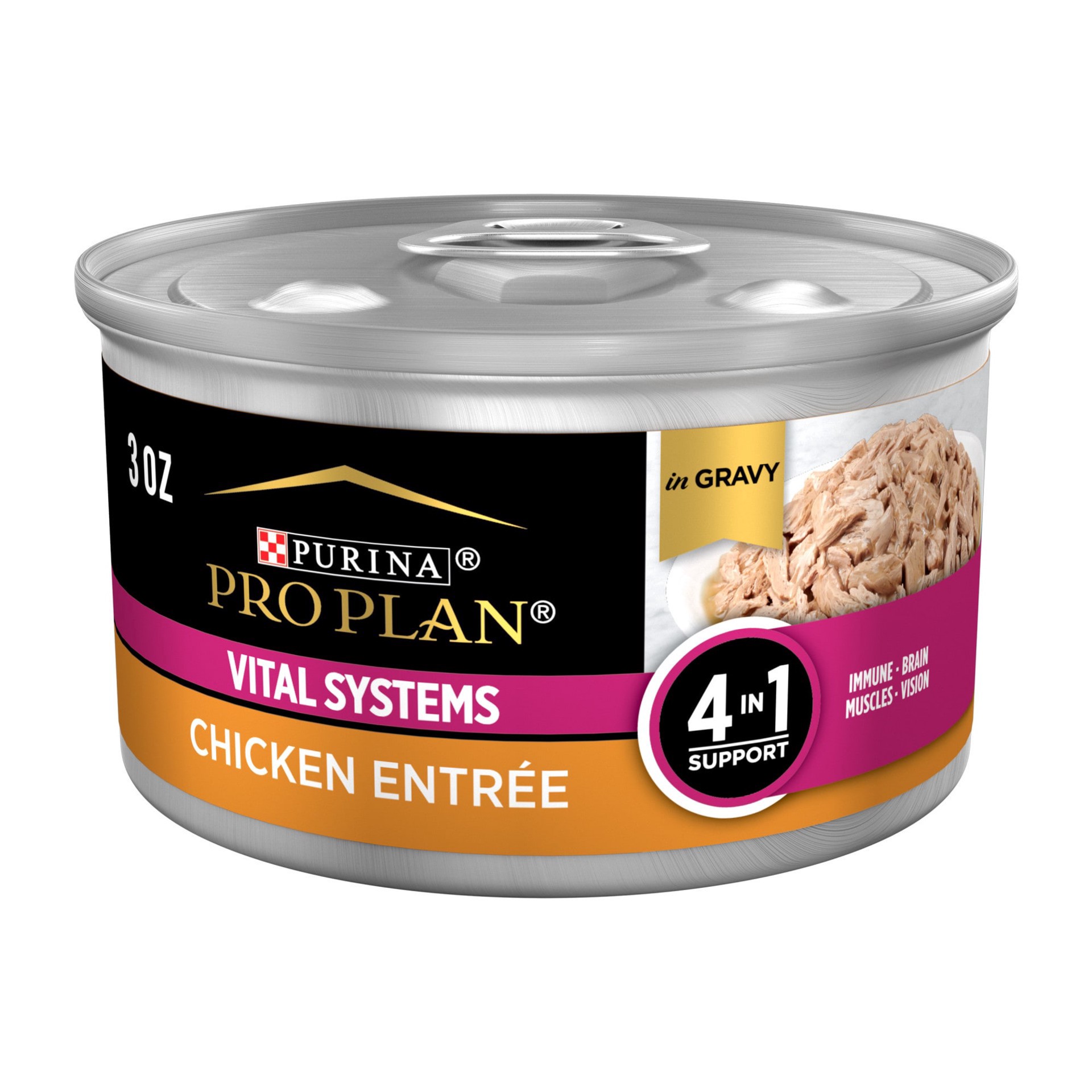 slide 1 of 1, Purina Pro Plan Specialized Vital Systems Chicken Entree in Gravy 4-in-1 Support Wet Cat Food, 3 oz