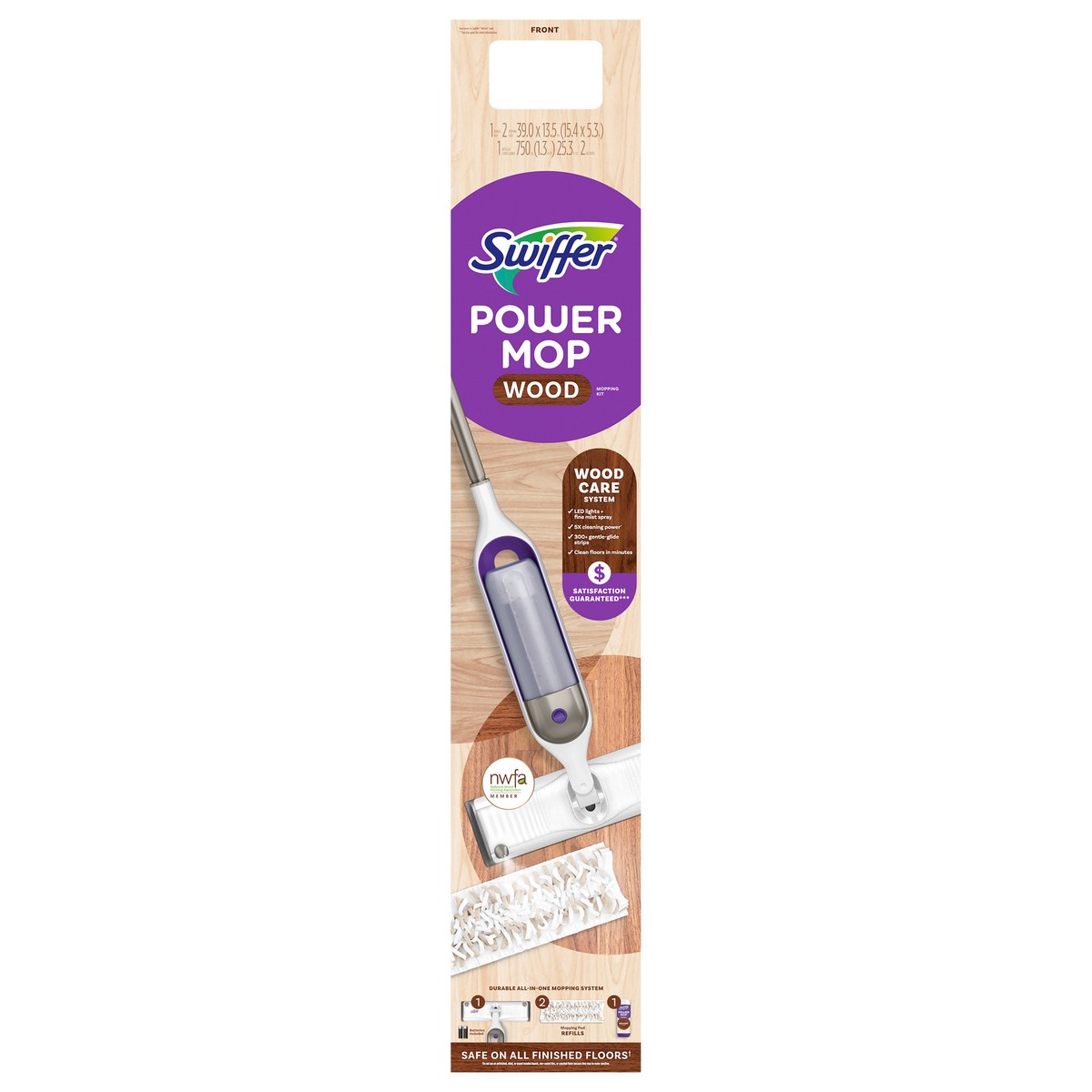 slide 1 of 6, Swiffer Power Mop Wood Mop Kit for Wood Floor Cleaning, 1 ct