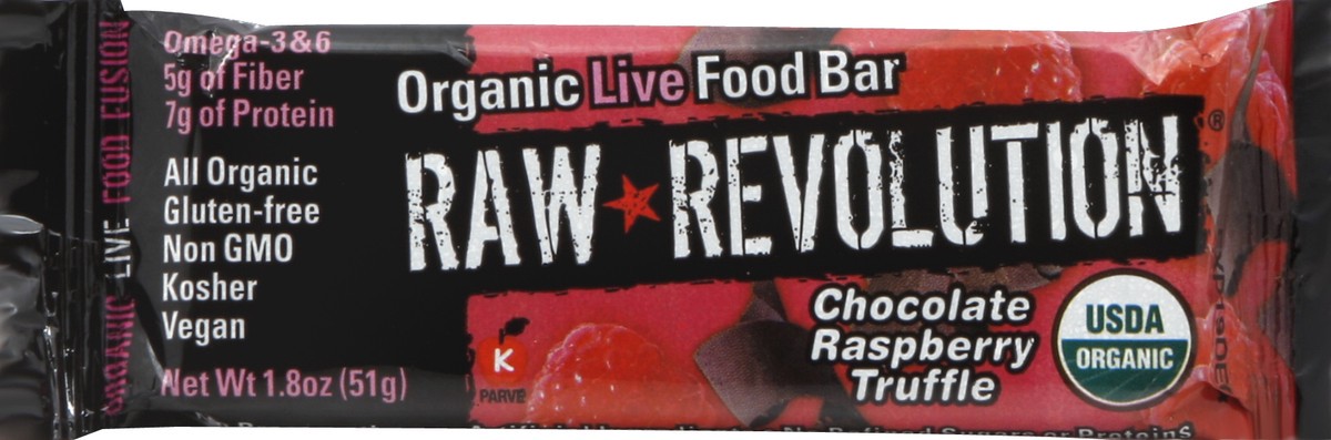 slide 5 of 6, Raw Revolution Bar Raspbry/Choc Candy, 1.8 oz