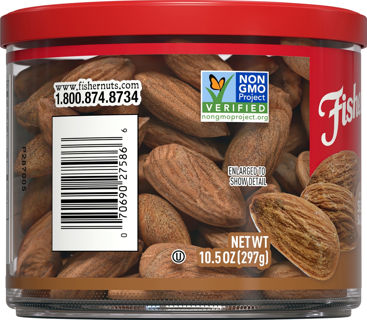 slide 7 of 10, Fisher Oven Roasted Never Fried Almonds With Sea Salt, 10.5 oz