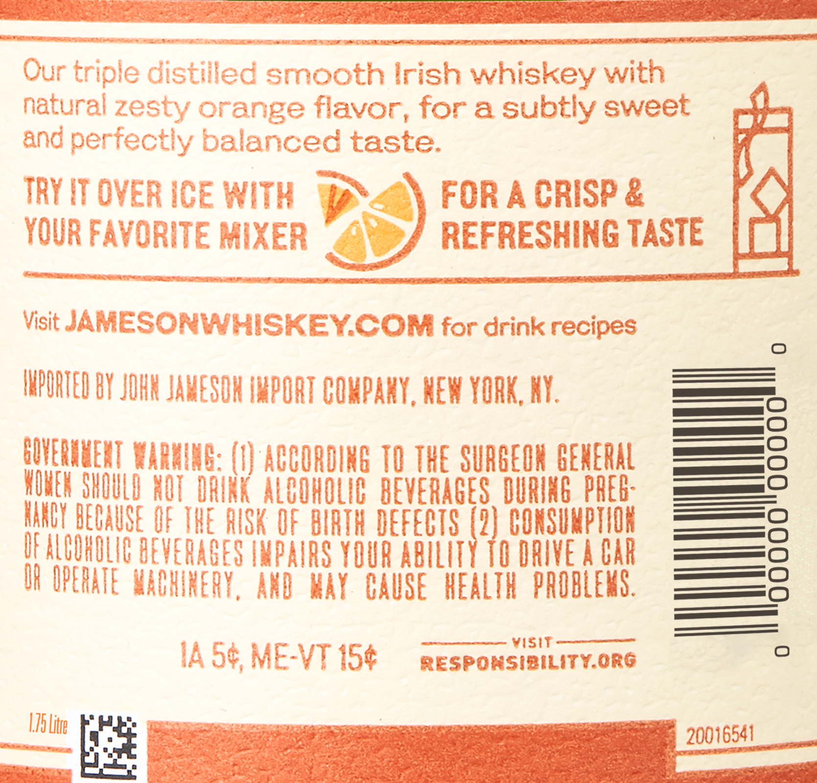 slide 2 of 10, Jameson Orange Irish Whiskey 1.75L Bottle, 1.75 liter