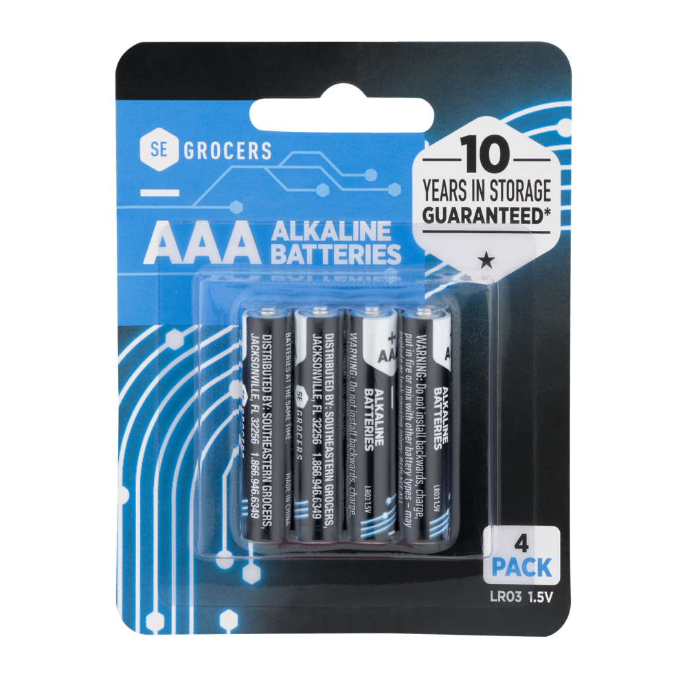 slide 1 of 1, SE Grocers Alkaline AAA Battery 4 Count, 4 ct
