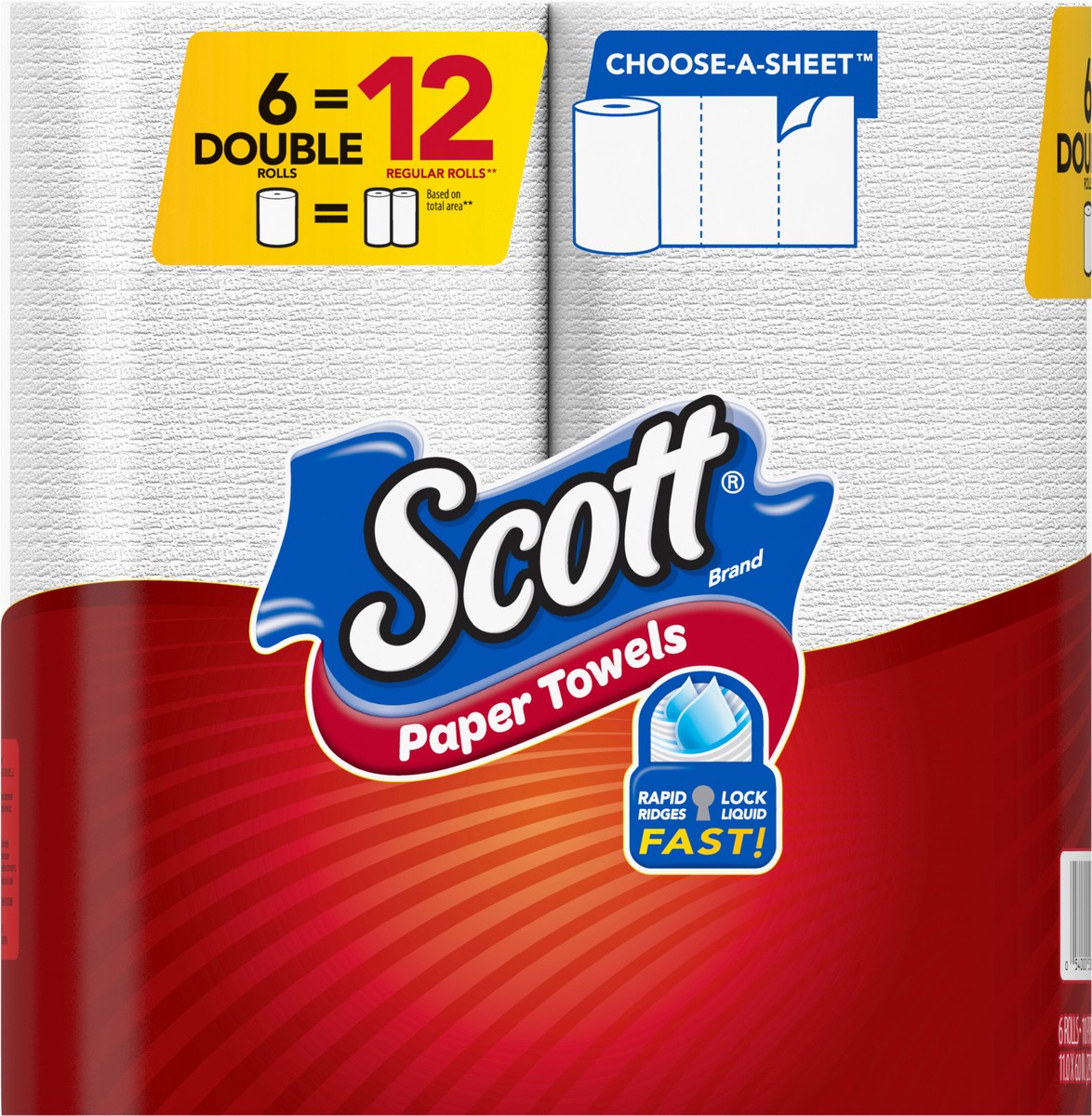 slide 5 of 9, Scott Paper Towels, Choose-A-Sheet - 6 Double Rolls = 12 Regular Rolls (110 Sheets Per Roll), 6 ct