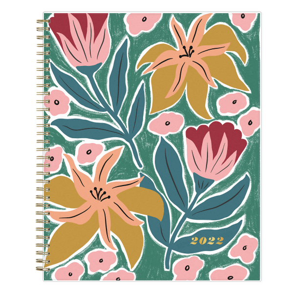 slide 1 of 5, Blue Sky Brit + Co Frosted Weekly/Monthly Planner, 8-1/2'' X 11'', Full Blooms, January To December 2022, 136015, 1 ct