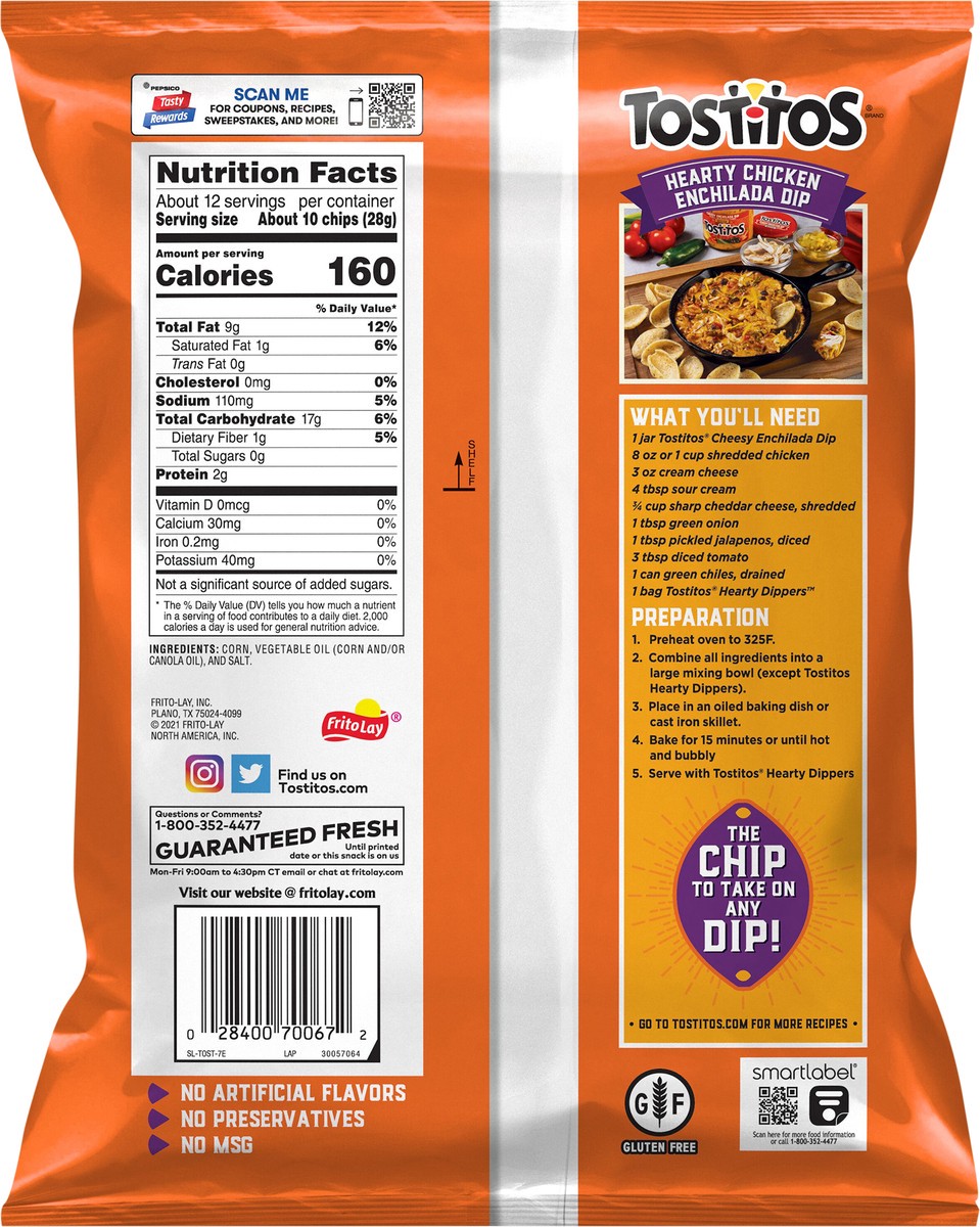 slide 2 of 3, Tostitos Tortilla Chips Hearty Dippers Original 11 1/2 Oz, 11.5 oz