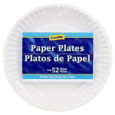 slide 1 of 1, EconoMax Paper Plates, 52 ct; 9 in