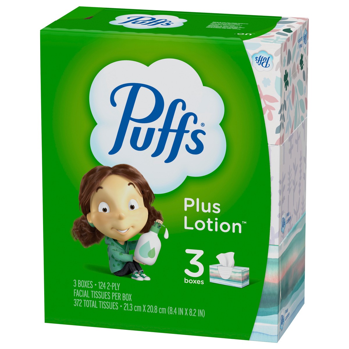 slide 4 of 5, Puffs Plus Lotion Facial Tissue, 3 Family Boxes, 124 Tissues Per Box, 3 ct