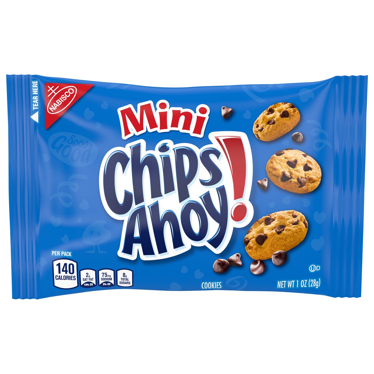 slide 1 of 9, CHIPS AHOY! Mini Chocolate Chip Cookies, 1 oz Snack Pack, 0.06 lb
