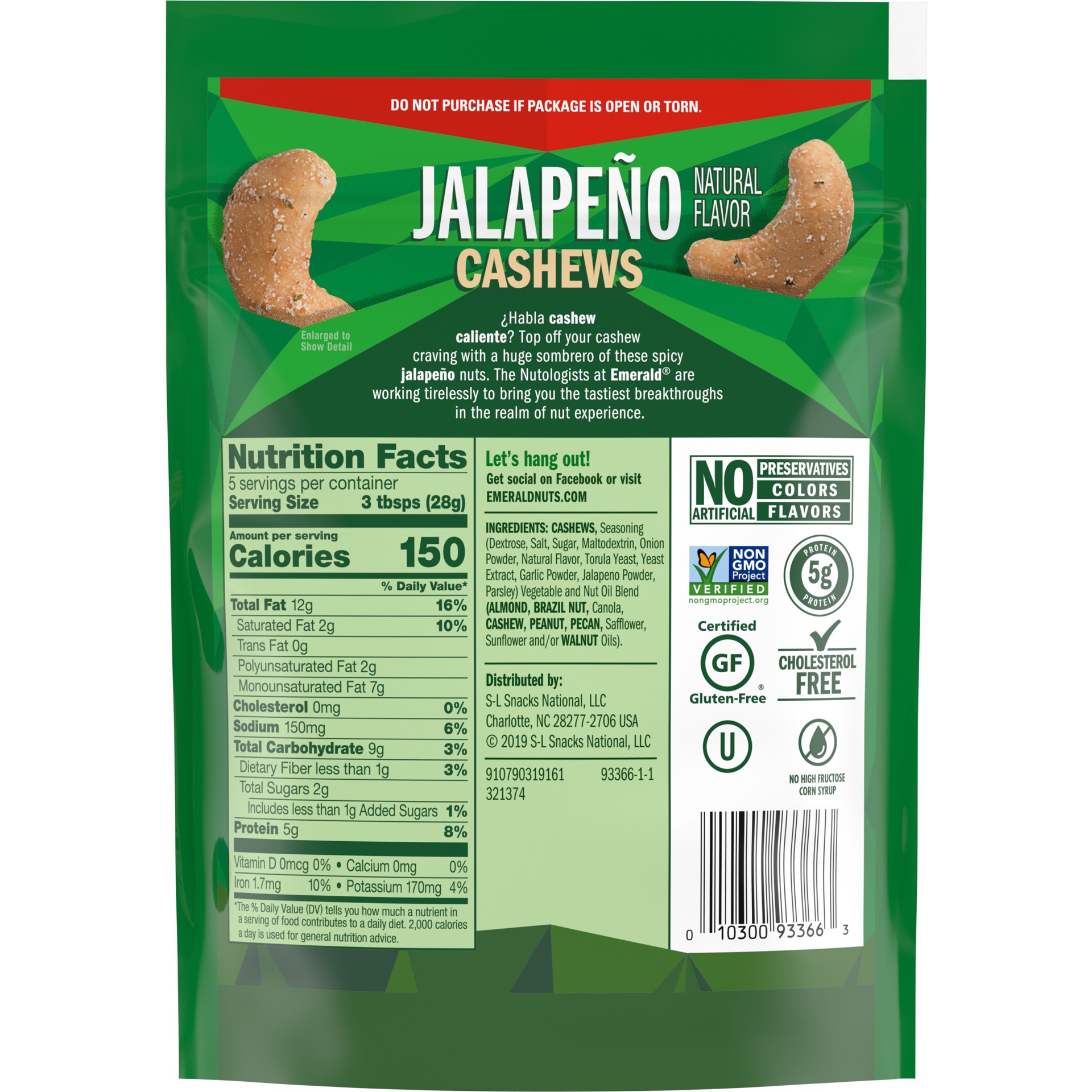 slide 2 of 5, Emerald Jalapeno Cashews, 5.000 oz