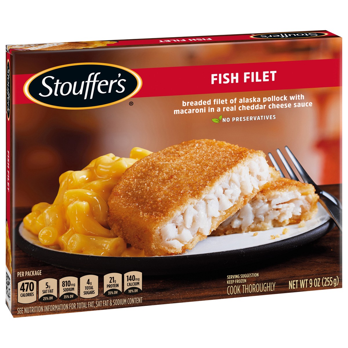 slide 10 of 13, Stouffers Fish Filet Mac & Cheese Entree, 9 oz