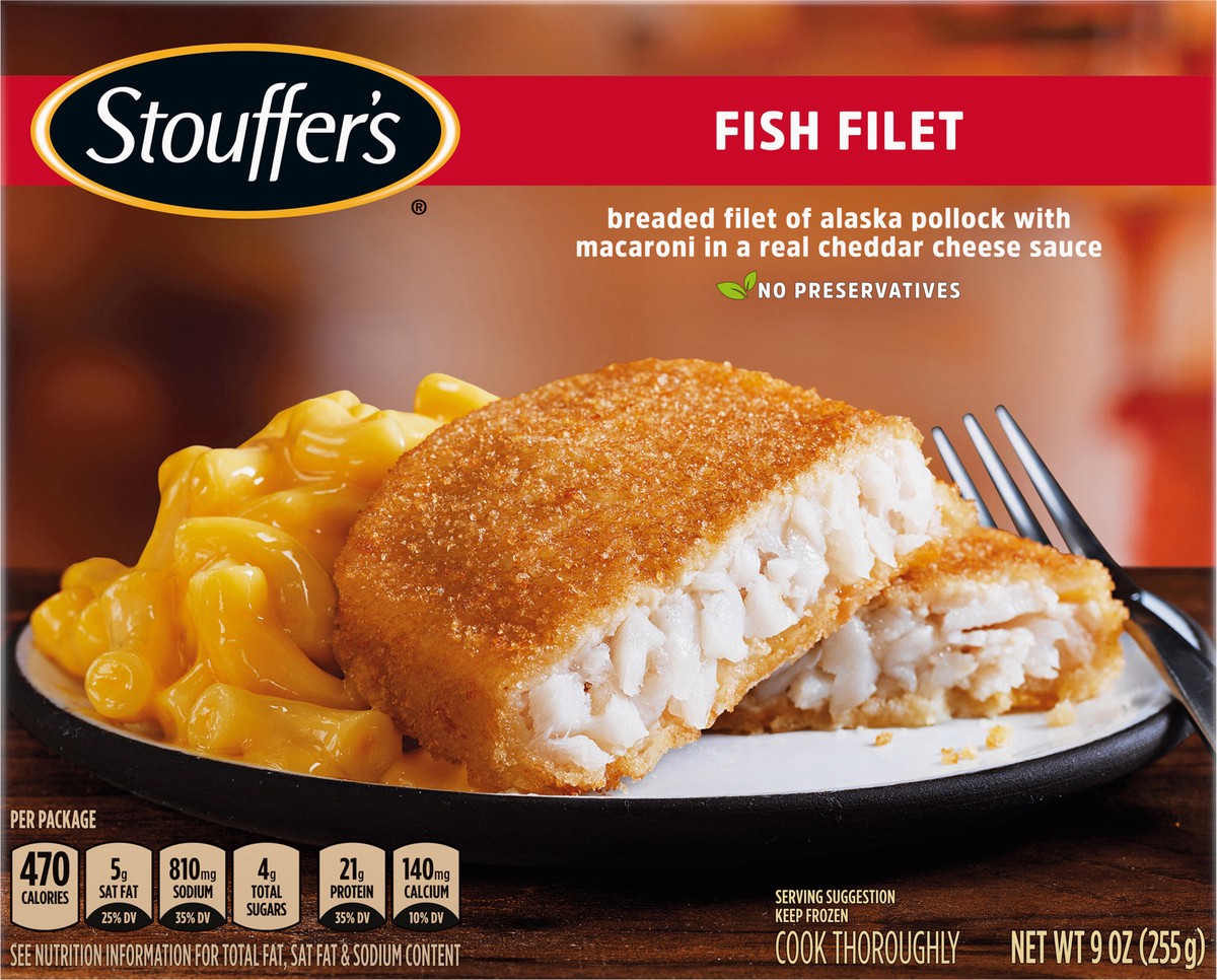 slide 7 of 13, Stouffers Fish Filet Mac & Cheese Entree, 9 oz