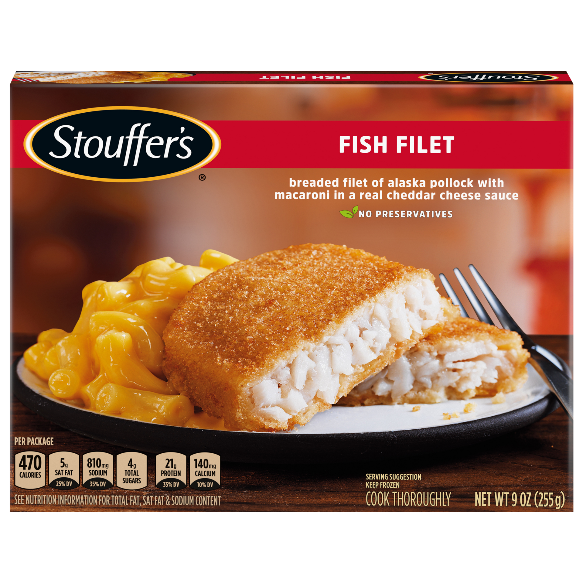 slide 1 of 13, Stouffers Fish Filet Mac & Cheese Entree, 9 oz